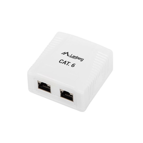 Roseta lanberg de superficie cat.6 ftp 2x toma rj45 blanco