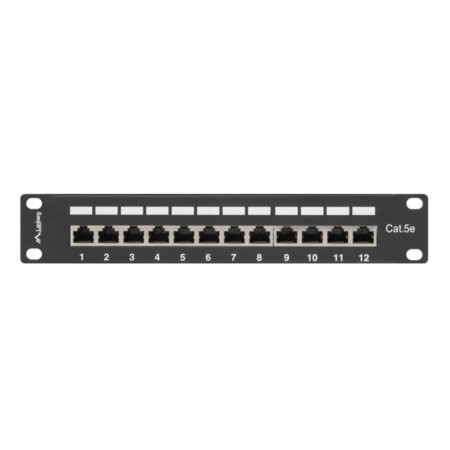 Patch panel lanberg 12 puertos 1u cat.6 10 pulgadas blindado negro