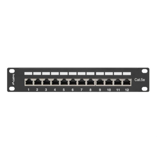 Patch panel lanberg 12 puertos 1u cat.6 10 pulgadas blindado negro