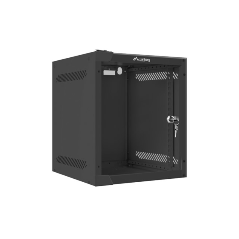 Armario lanberg mural rack 10 pulgadas 6u - 280x310 flat pack negro puerta cristal