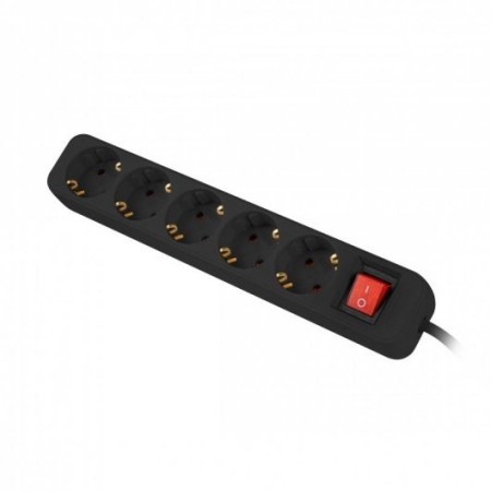 Regleta lanberg 5 tomas schuko con protecion negra 1.5m