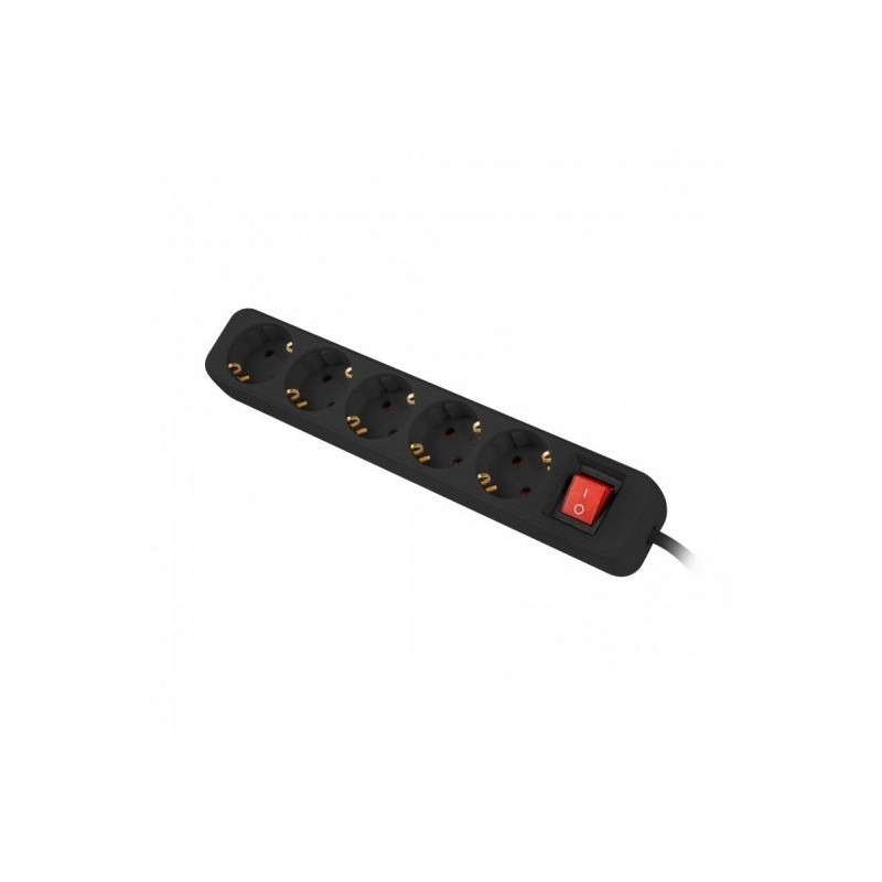 Regleta lanberg 5 tomas schuko con protecion negra 3m