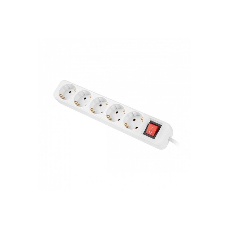Regleta lanberg 5 tomas schuko con protecion blanca 3m