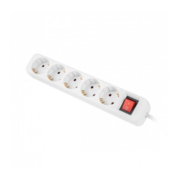 Regleta lanberg 5 tomas schuko con protecion blanca 3m
