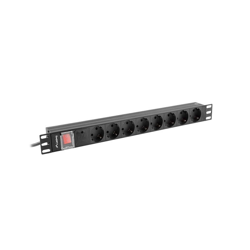 Regleta lanberg 1u 16a rack 19 8x schuko negro 2m