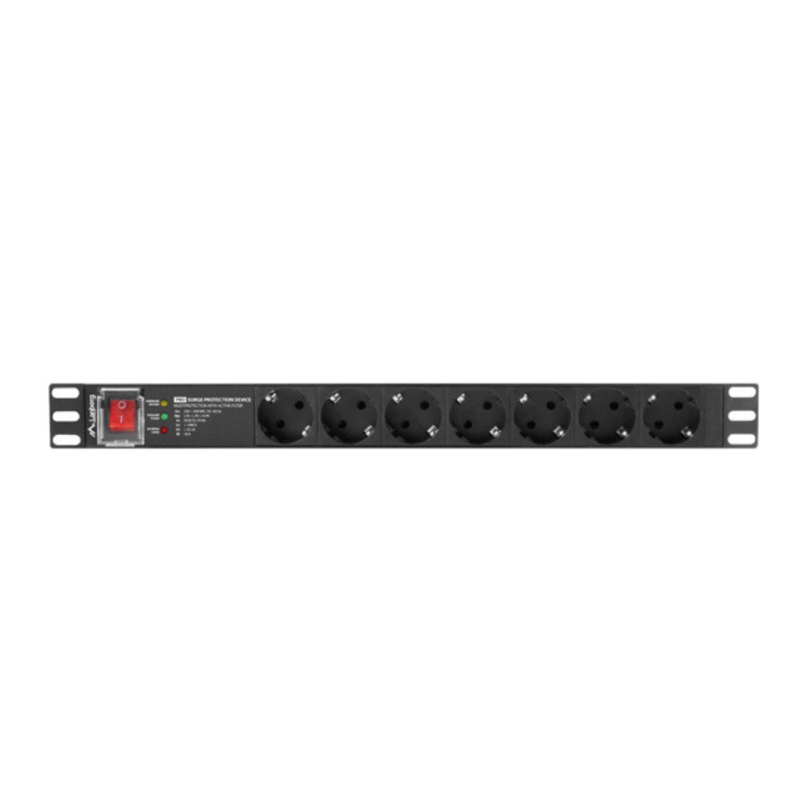 Regleta lanberg 1u 16a 7x schuko rack 19 pulgadas 2m negro