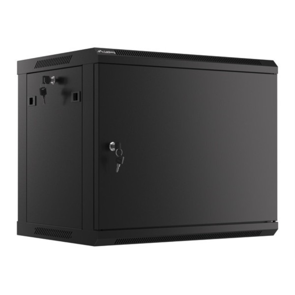 Armario lanberg mural rack 19 pulgadas 9u - 600x450 negro