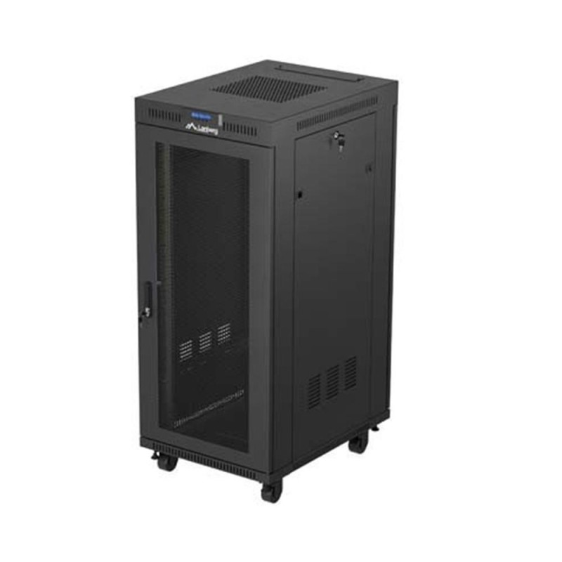 Armario lanberg rack 19 pulgadas 27u - 600x800 flat pack puerta mesh negro con lcd