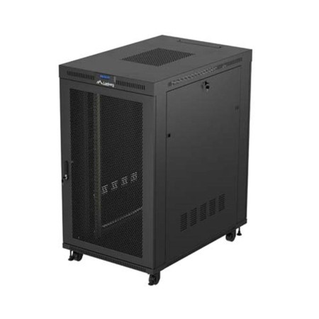 Armario lanberg rack 19 pulgadas 27u - 800x1200 puerta mesh con lcd flat pack negro