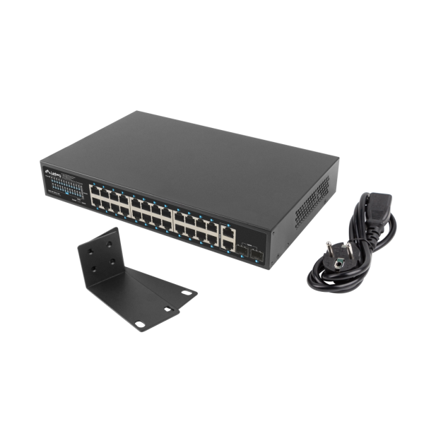 Switch lanberg 24 ptos 1gb poe+ - 2x sfp 2x gbit ethernet 250w rack 19