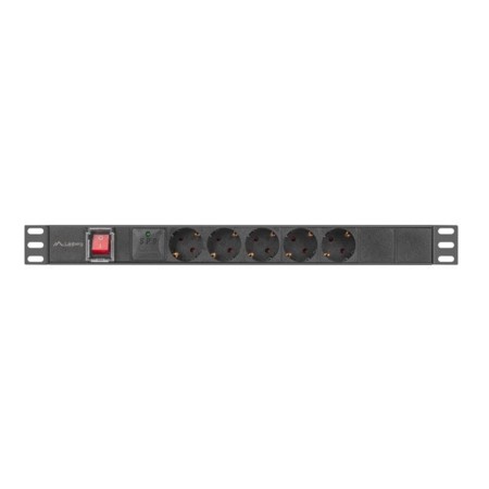 Regleta lanberg 1u 16a rack 19 pulgadas 5x socket schuko negro 2m