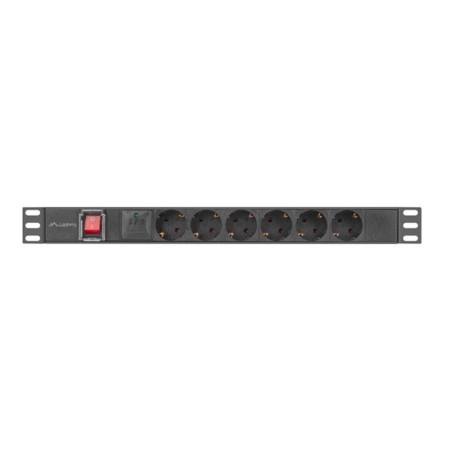 Regleta lanberg 1u 16a rack 19 pulgadas 6x socket schuko negro 2m
