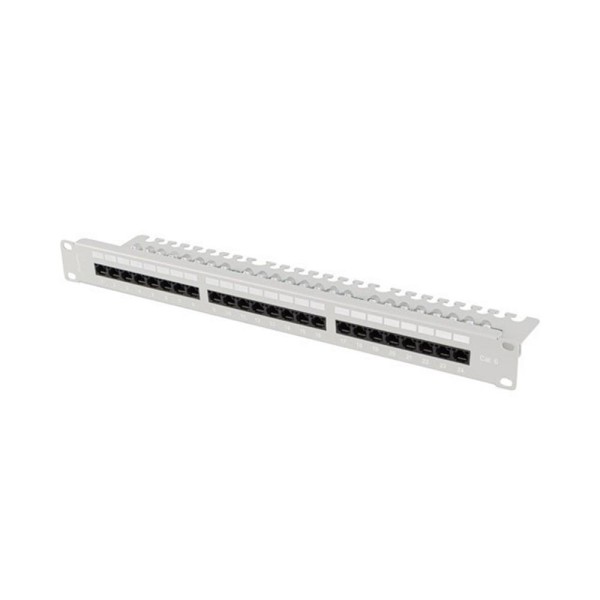 Patch panel lanberg 24 puertos 1u 19 pulgadas cat.6 utp con organizador cables gris