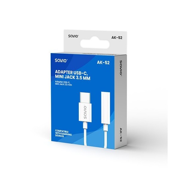ADAPTADOR USB-C A MINI JACK 3.5 MM SAVIO AK-52