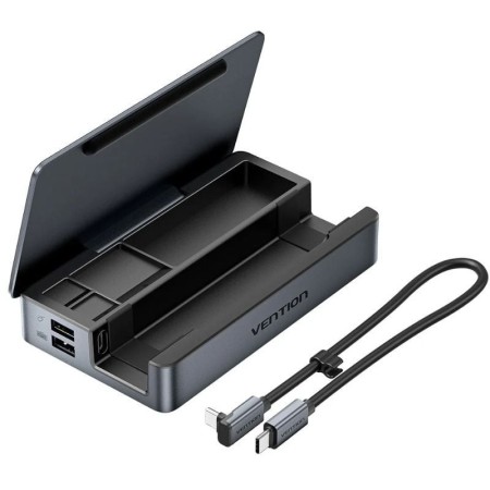 Docking USB Tipo-C para Steam Deck / Switch Vention TPZH0/ 2xHDMI 4K/ 3xUSB/ 1xUSB Tipo-C/ 1xUSB Tipo-C PD/ 1xRJ45/ 1xLector Tar