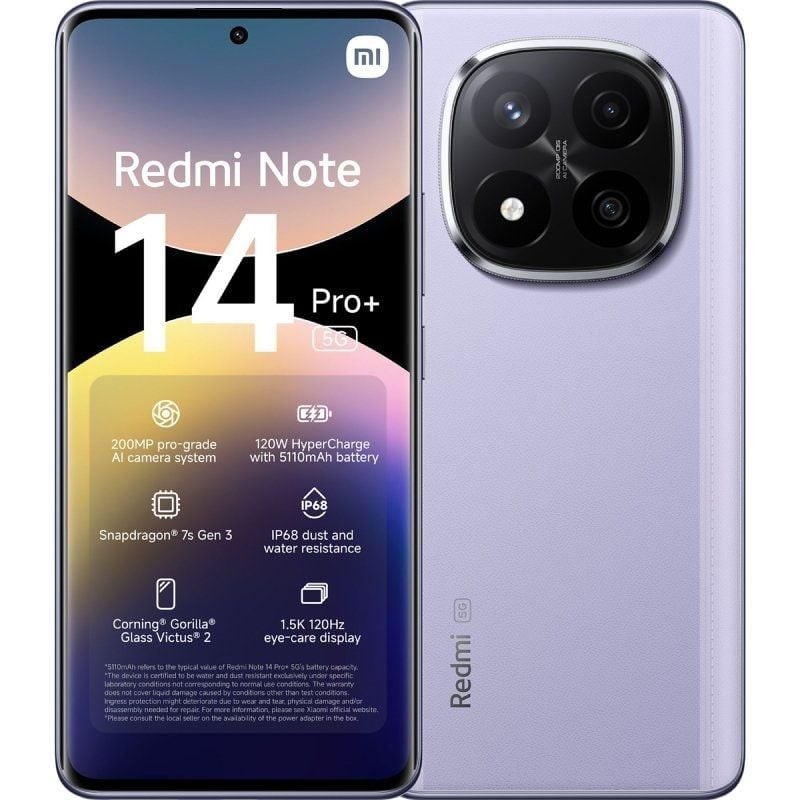 Smartphone Xiaomi Redmi Note 14 Pro+ 8GB/ 256GB/ 6.67″/ 5G/ Púrpura