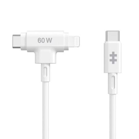Cable usb tipo c a usb tipo c - lightning hyper 1.5m - macho - macho - blanco