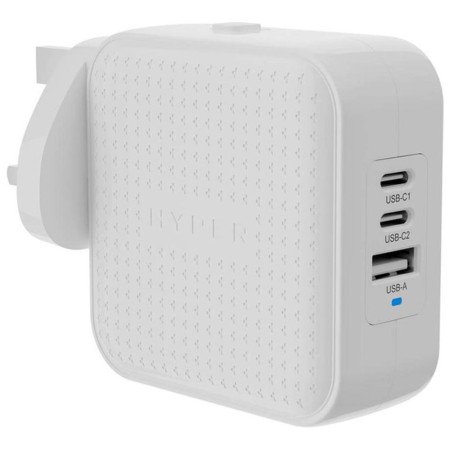 Cargadpr de pared hyper hyperjuice 70w 2x usb tipo c 1x usb tipo a blanco