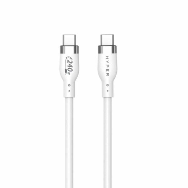 Cable usb tipo c hyper 2m - macho - macho - blanco