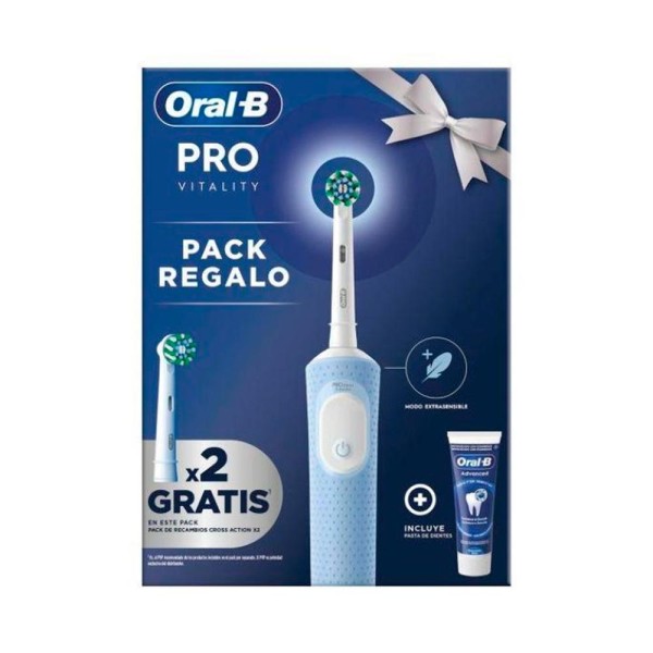 Cepillo dental electrico braun oral - b vitality pro blanco + 2 cabezales y dentifrico
