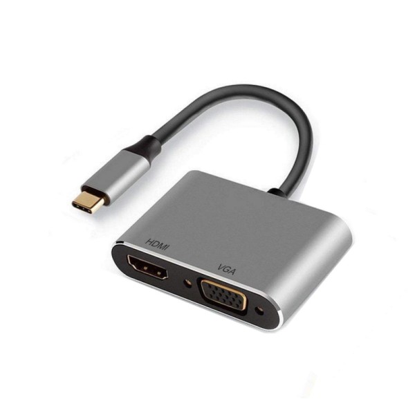 Adaptador ewent usb tipo c a hdmi 4k y vga 15cm - macho - hembra
