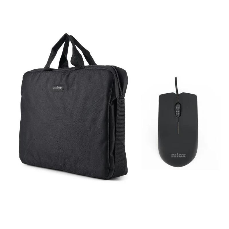 NILOX Maletín 15.6″Negro+Ratón USB 1000dpi