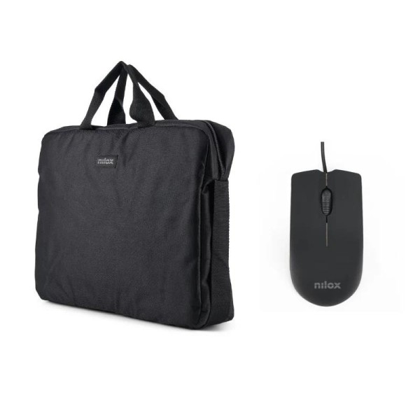 NILOX Maletín 15.6″Negro+Ratón USB 1000dpi