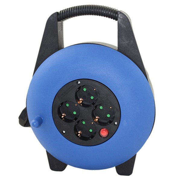 Regleta alargadera enrollacables 4 tomas - 10m - 16a - 250v - 3x1.5mm - color azul