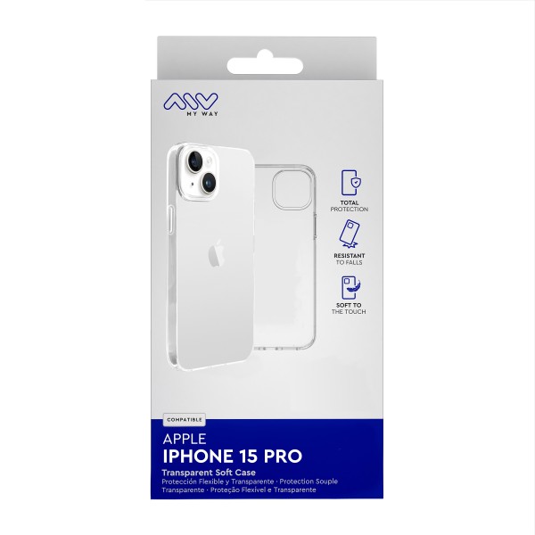 Carcasa myway para apple iphone 15 pro transparente