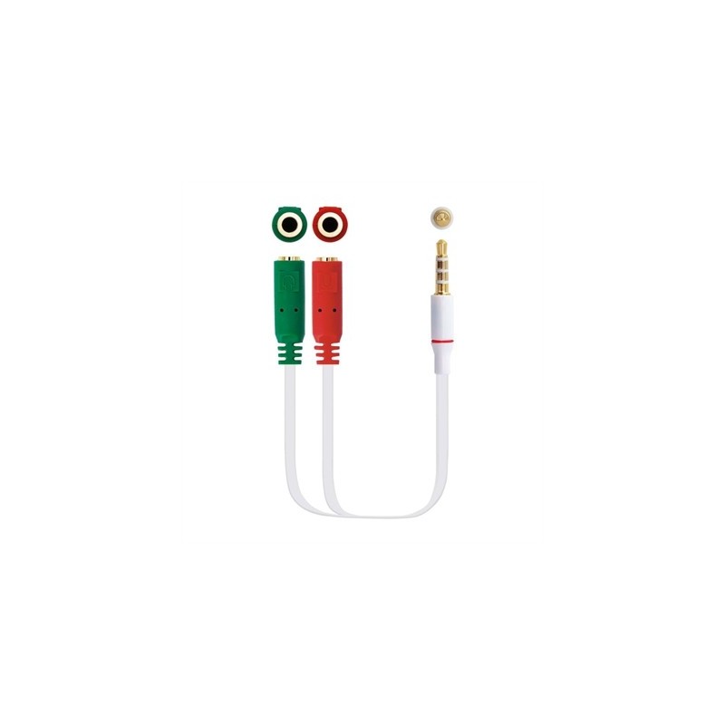 Cable audio 1 x 3.5mm a 2 x jack 3.5mm nanocable - macho - hembra - 20cm