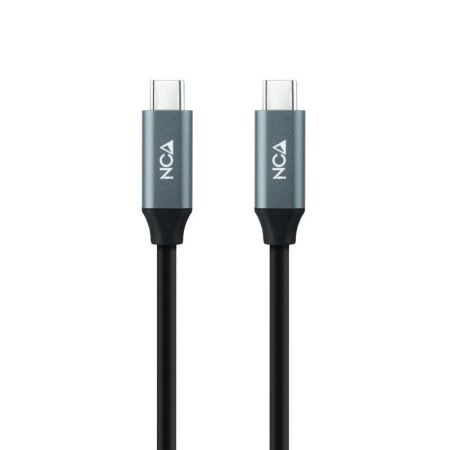Cable USB 3.2 Nanocable 10.01.4300/ USB Tipo-C Macho - USB Tipo-C Macho/ Hasta 100W/ 20Gbps/ 50cm/ Gris y Negro