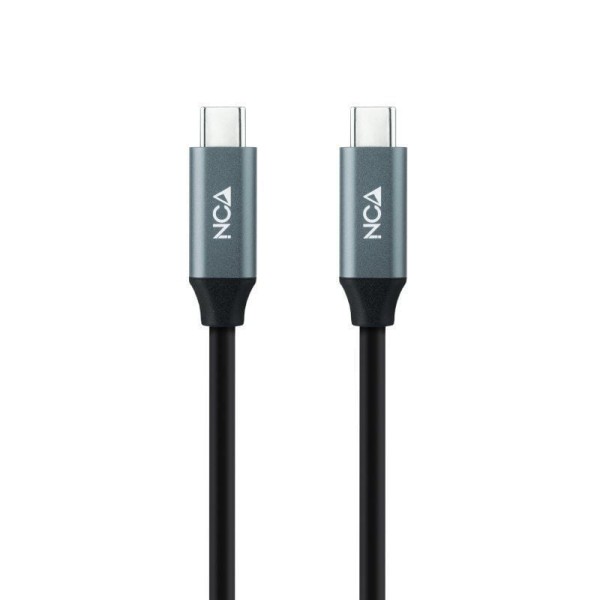 Cable USB 3.2 Tipo-C Nanocable 10.01.4301-L150/ USB Tipo-C Macho - USB Tipo-C Macho/ Hasta 100W/ 20Gbps/ 1.5m/ Gris y Negro
