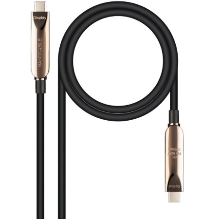 Cable USB 3.2 Tipo-C AOC Nanocable 10.01.4610/ USB Tipo-C Macho - USB Tipo-C Macho/ Hasta 60W/ 10Gbps/ 10m/ Negro
