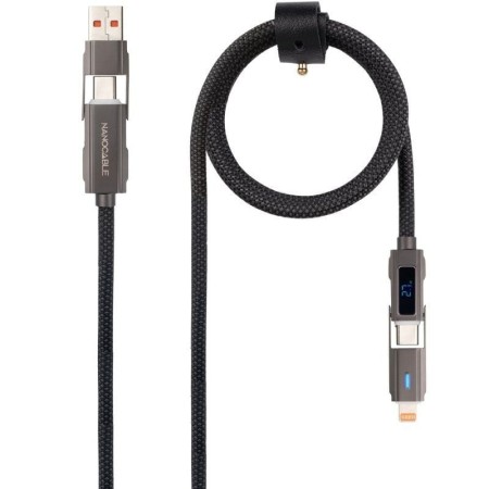 Cable USB 2.0 Tipo-C Nanocable 10.01.2501/ USB Tipo-C Macho + USB Macho - USB Tipo-C Macho + Lightning Macho/ Hasta 27W/ 480Mbps