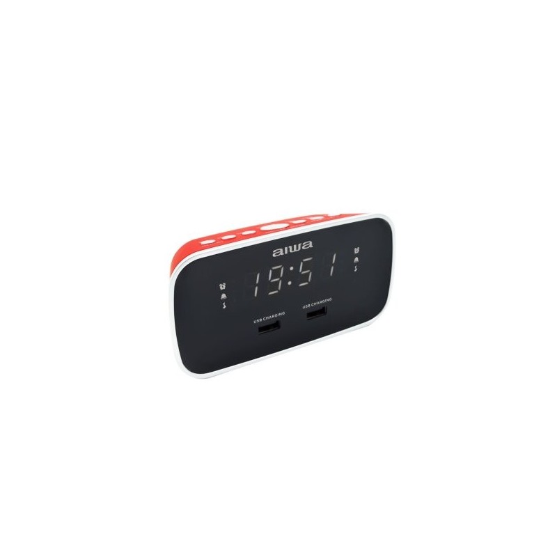 RADIO DESPERTADOR AIWA CRU-19 RED 2 PUERTOS USB DE CARGA 5V 2.4A