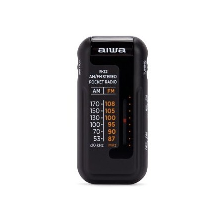 RADIO ANALOGICA MINI AIWA R-22BK AM/FM HYPERBASS COLOR NEGRO