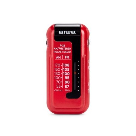 RADIO ANALOGICA MINI AIWA R-22RD AM/FM HYPERBASS COLOR ROJO
