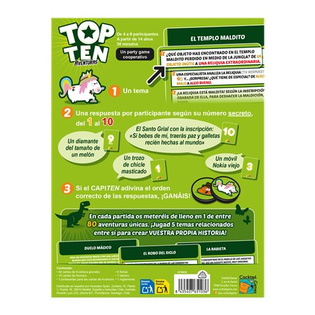 Juego de mesa top ten aventuras