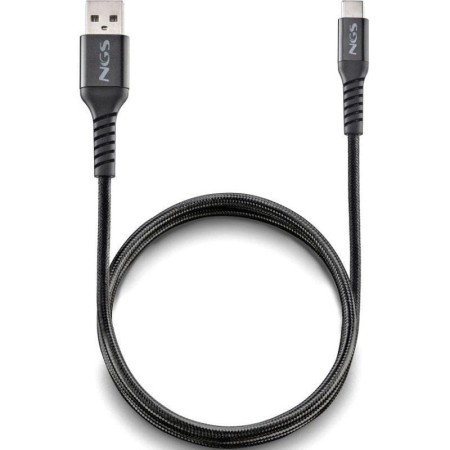 Cable USB 2.0 NGS KNOT-AC/ USB Macho - USB Tipo-C Macho/ 480Mbps/ 1m/ Negro