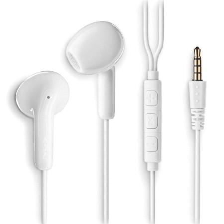 Auriculares Intrauditivos NGS Cross Flip/ con Micrófono/ Jack 3.5/ Blancos