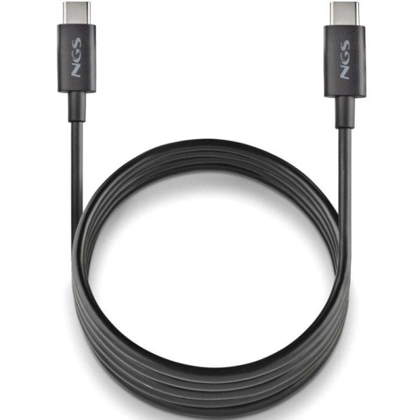 Cable USB 2.0 Tipo-C NGS ZYRO 60W-1/ USB Tipo-C Macho - USB Tipo-C Macho/ Hasta 60W/ 480Mbps/ 1m/ Negro