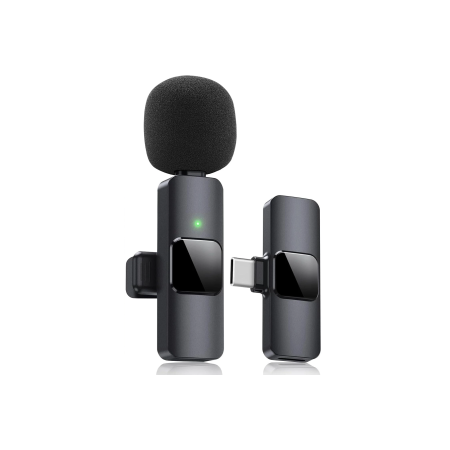 MICROFONO HOME TECH DK-4645 SMART WIRELESS GADGET USB-C OMNIDIRECCIONAL PINZA NEGRO