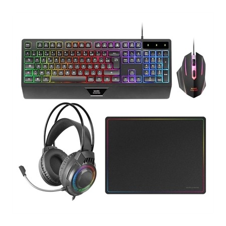 Kit mars gaming teclado + raton + alfombrilla + auricular