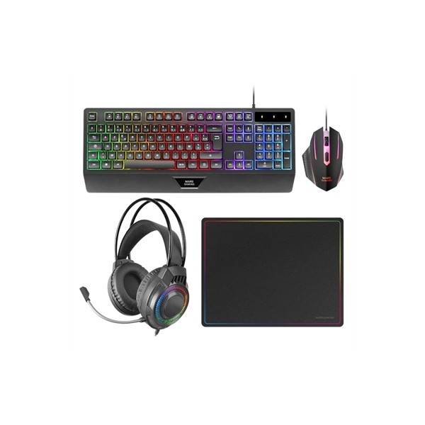 Kit mars gaming teclado + raton + alfombrilla + auricular