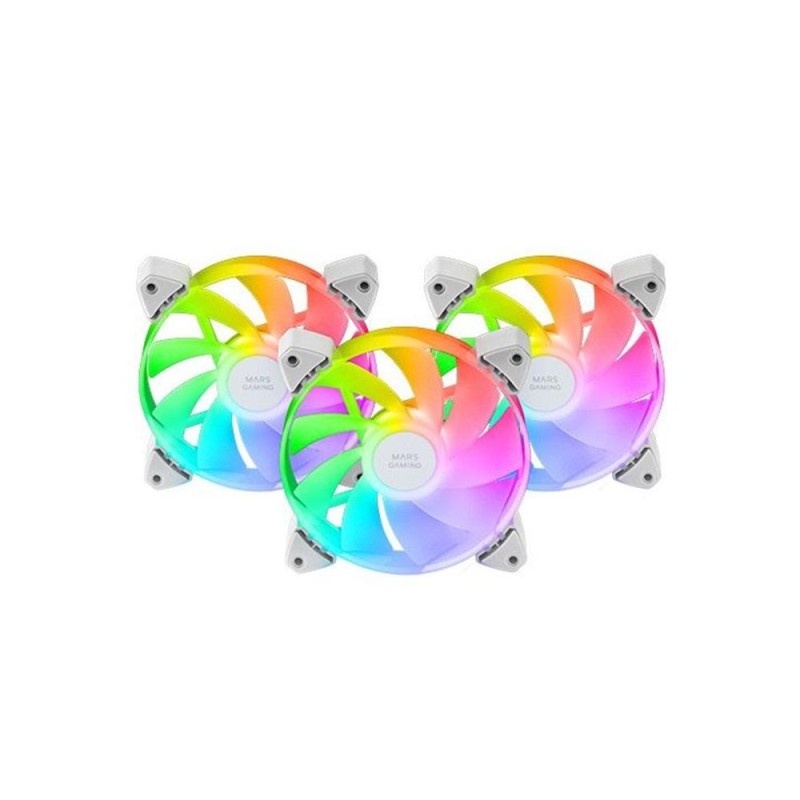 Ventilador mars gaming mf - 3ar argb 3x 120mm blanco