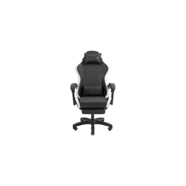 SILLA GAMER MARS GAMING MGCXBBL NEGRA Y BLANCA RECLINABLE REPOSABRAZOS AJUSTABLE REPOSAPIES COJINES