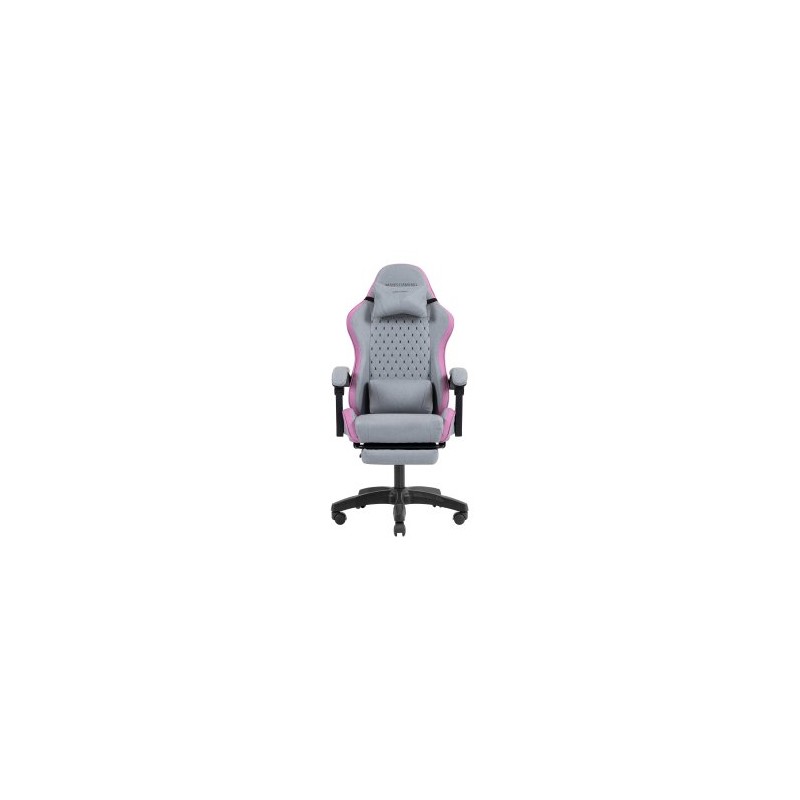 SILLA GAMER MARS GAMING MGCXFSPK FABRIC RECLINABLE REPOSAPIES EXTENSIBLE DISEÑO TEXTIL ROSA PLATA