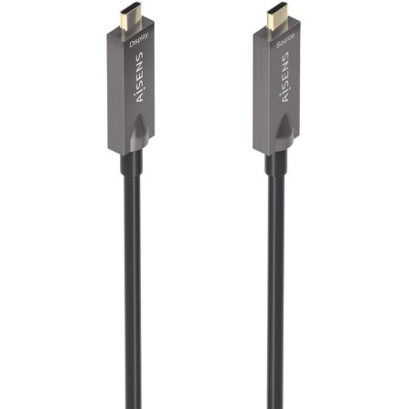 Cable USB 3.1 Tipo-C Aisens AOC A157-0883/ USB Tipo-C Macho - USB Tipo-C Macho/ Hasta 60W/ 10Gbps/ 15m/ Negro
