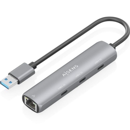 Hub USB Aisens ASUC-4P037-GR/ 3xUSB Tipo-C/ 1xRJ45/ Gris