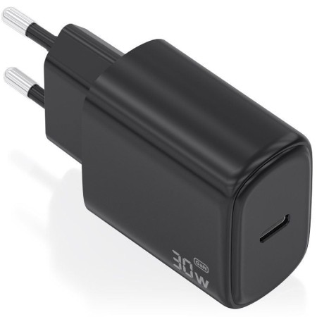 Cargador de Pared GaN Aisens A110-0976/ 1xUSB Tipo-C/ 30W/ Negro